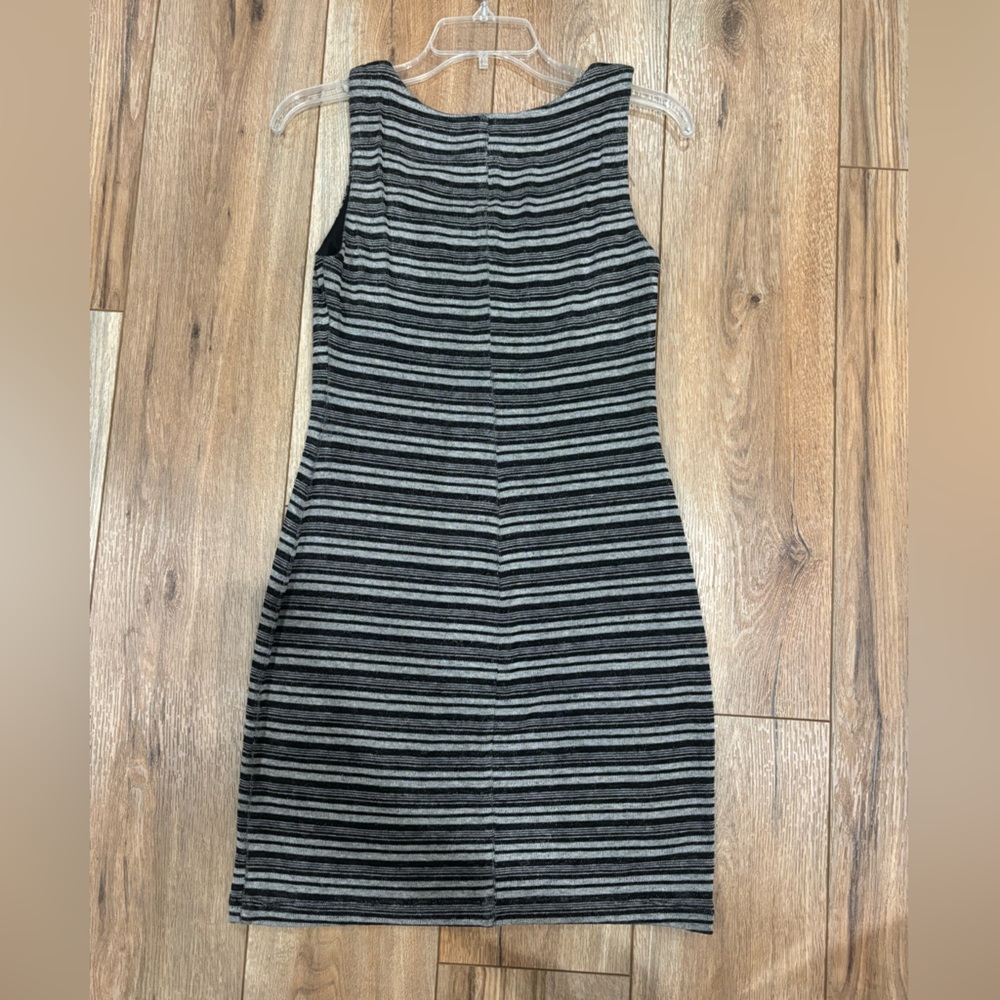 B Darlin Black and Gray Striped Sweater Dress